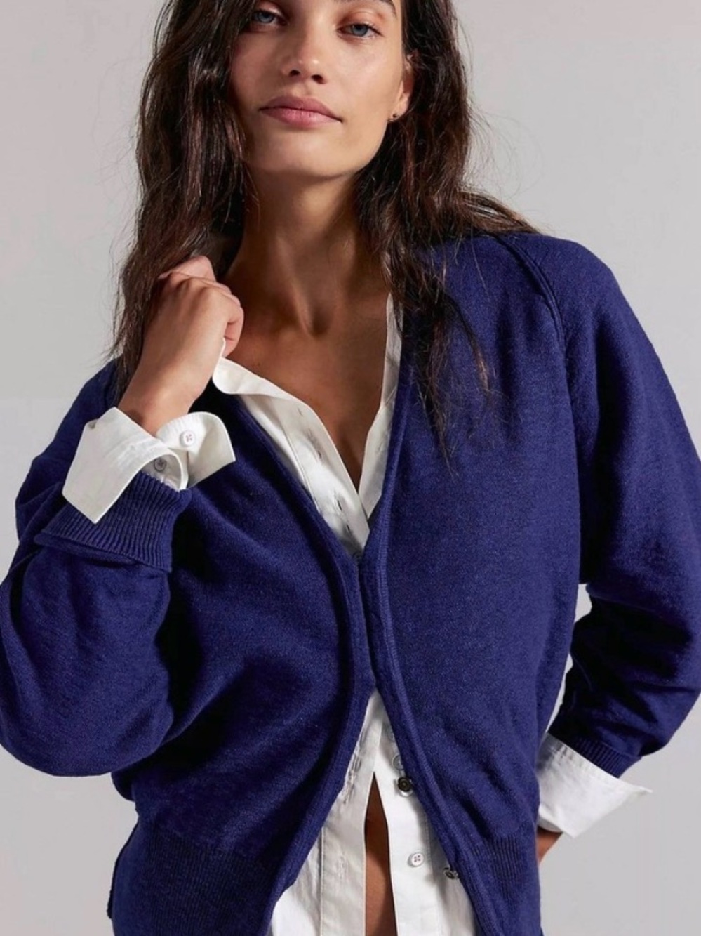 Free People kait cardi. NWT. Patriot blue